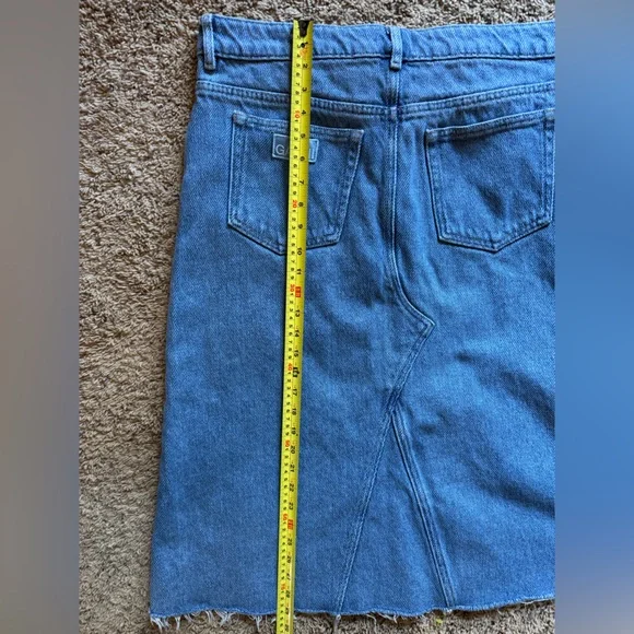 GANNI Organic Cotton Denim Skirt Size 42 Raw Hem Sustainable Made in Turkey - Picture 9 of 9